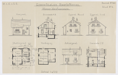 858546 Opstanden, doorsneden en plattegronden van de woning van de Verificateurs van het S.S.-station Baarle-Nassau ...